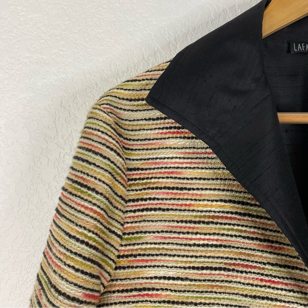 Lafayette 148 Marled Striped Cotton Silk Blend Blazer Jacket - Picture 3 of 7
